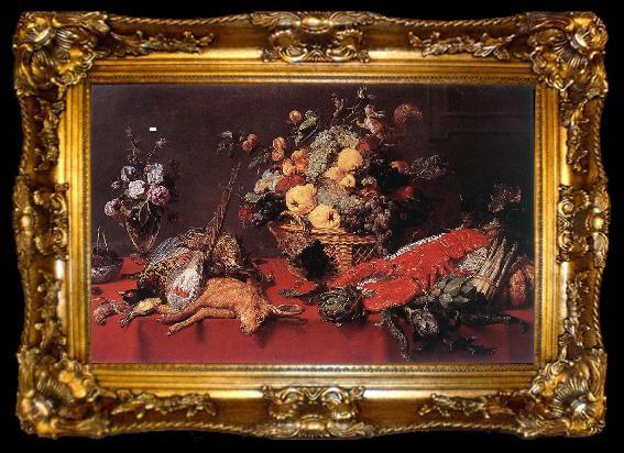 framed  SNYDERS, Frans Still-life with a Basket of Fruit w r, ta009-2